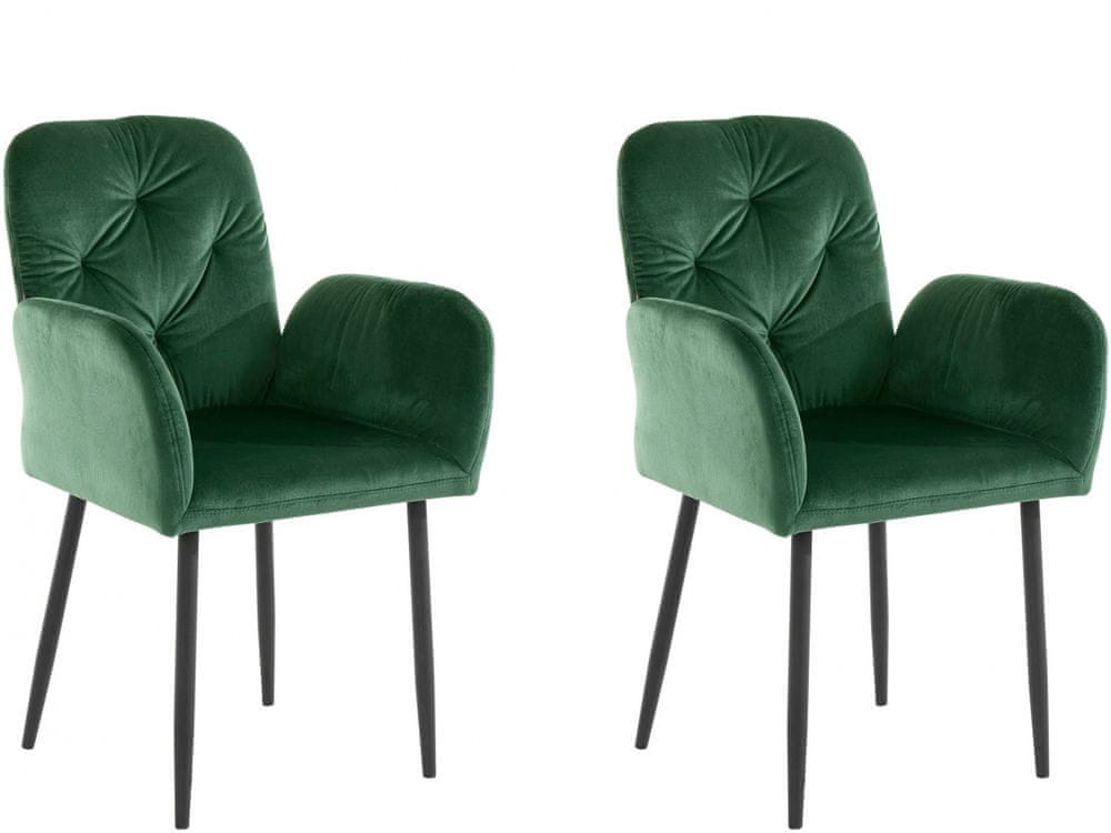Danish Style Jedálenská stolička Milton (SADA 2 ks), zamat, tmavo zelená